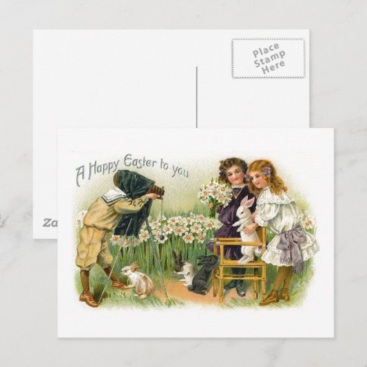  foto van Pasen Bunny Feestdagenkaart (Voorkant / Achterkant)