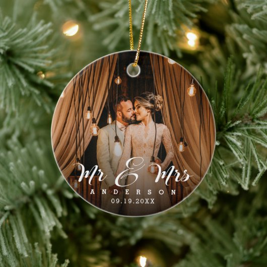 Foto van Passen getrouwd met huwelijk en vervalsin Keramisch Ornament (Boom)