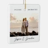 Foto van Passen getrouwd van moderne bruiloft Keramisch Ornament (Rechts)