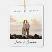 Foto van Passen getrouwd van moderne bruiloft Keramisch Ornament (Links)