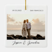 Foto van Passen getrouwd van moderne bruiloft Keramisch Ornament (Achterkant)