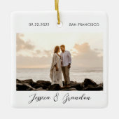 Foto van Passen getrouwd van moderne bruiloft Keramisch Ornament (Voorkant)