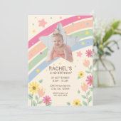 Foto van Pastel Rainbow Girl: Birthday Party Kaart (Staand voorkant)