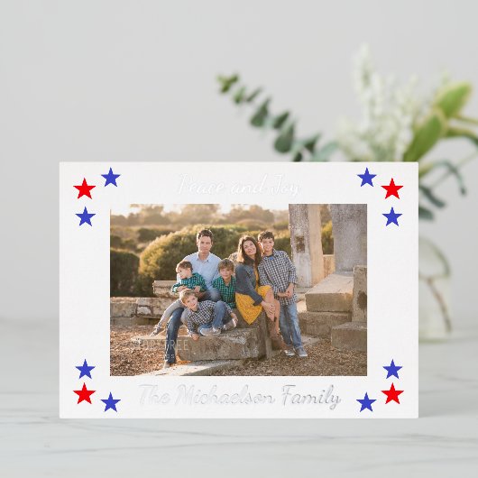 Foto van Patriottic Stars Folie Feestdagenkaart (Staand Voorkant)