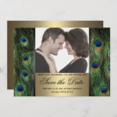 Foto van pauwen Huwelijksaankondiging Save The Date (Voorkant / Achterkant)