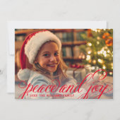 Foto van Peace and Joy Red Handwrite Feestdagenkaart (Voorkant)