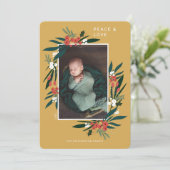 Foto van Peace & Love Festive Cranberry & Foliage Feestdagenkaart (Staand voorkant)