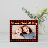 Foto van Peace Love & Joy Pset Pattern Folie Feestdagen Briefkaart (Staand Voorkant)