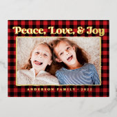 Foto van Peace Love & Joy Pset Pattern Folie Feestdagen Briefkaart (Voorkant)