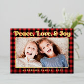 Foto van Peace Love & Joy Pset Pattern Folie Feestdagenkaart (Staand Voorkant)