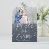 Foto van Peace on Earth Blue en Silver Waterverf Kaart (Staand voorkant)
