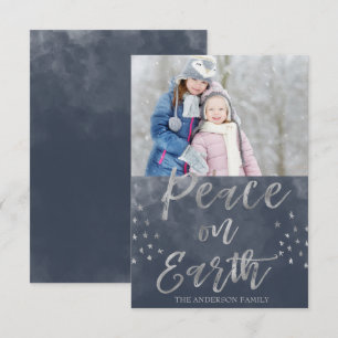 Foto van Peace on Earth Blue en Silver Waterverf Kaart