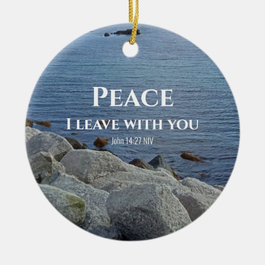 Foto van Peaceful Blue Atlantic Ocean Bible Verse Keramisch Ornament (Voorkant)