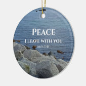 Foto van Peaceful Blue Atlantic Ocean Bible Verse Keramisch Ornament (Links)