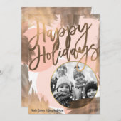 Foto van Peach & Copper Bronze Chic Modern Holiday Feestdagenkaart (Voorkant / Achterkant)