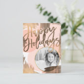 Foto van Peach & Copper Bronze Chic Modern Holiday Feestdagenkaart (Staand voorkant)