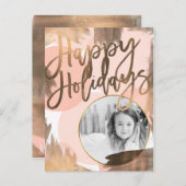 Foto van Peach & Copper Bronze Chic Modern Holiday Feestdagenkaart (Voorkant / Achterkant)