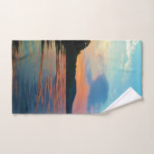 Foto van Peach en Blue Sunset Lake Beach Natuur Bad Handdoek (Handdoek)