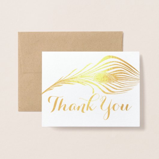 Foto van Peacock Dank u Typografie Silver Foil Folie Kaarten (Voorkant met envelop)