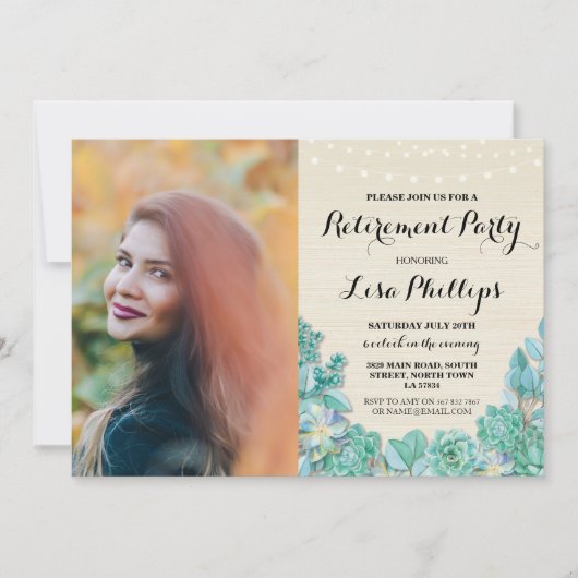 Foto van Pensioenpartij Mint Floral Succulents Kaart (Voorkant)