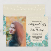 Foto van Pensioenpartij Mint Floral Succulents Kaart (Voorkant / Achterkant)