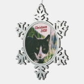 Foto van Pet, kerstmis 2020, speciaal aangepast Tin Sneeuwvlok Ornament (Rechts)