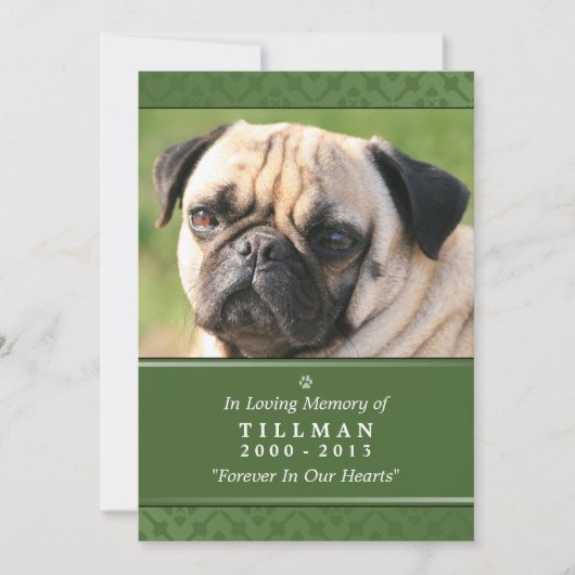 Foto van Pet Memorial Kaart 5"x7" Green (Voorkant)