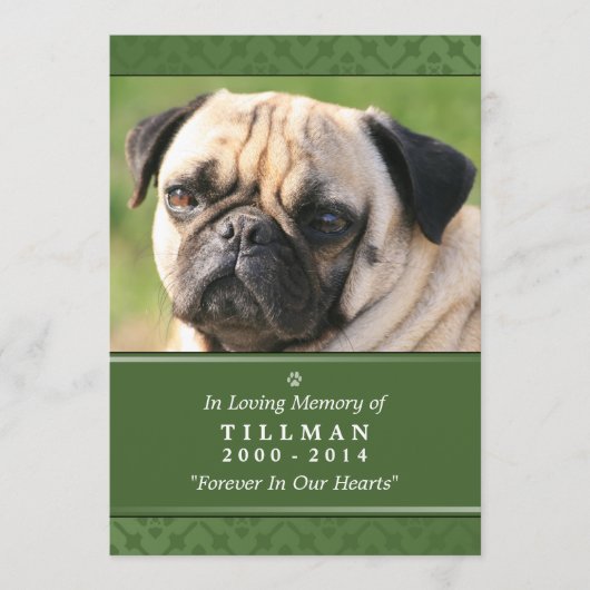 Foto van Pet Memorial Kaart 5"x7" Green - Mannelij (Voorkant)