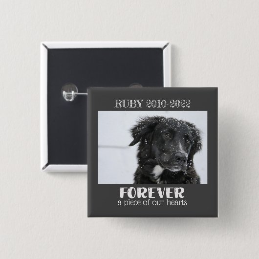 Foto van Pet Memorial Vierkante Button 5,1 Cm (Voorkant /achterkant)
