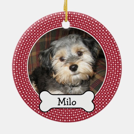 Foto van Pet met Dog Bone - dubbelzijdig Keramisch Ornament (Achterkant)