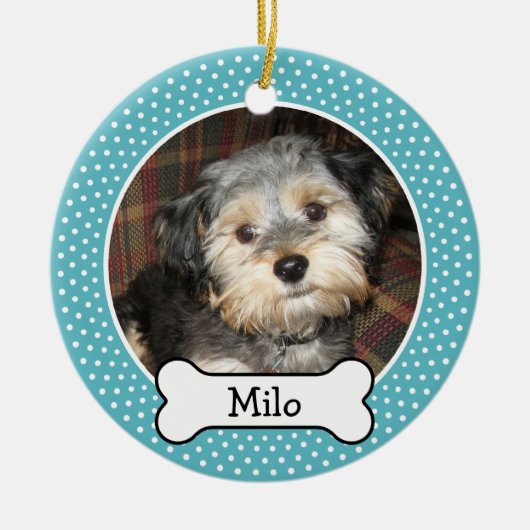 Foto van Pet met Dog Bone - dubbelzijdig Keramisch Ornament (Voorkant)