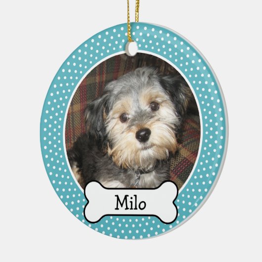 Foto van Pet met Dog Bone - dubbelzijdig Keramisch Ornament (Links)