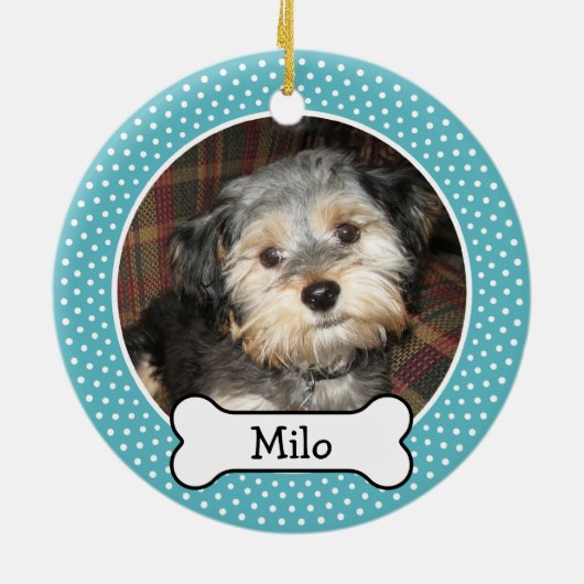 Foto van Pet met Dog Bone - dubbelzijdig Keramisch Ornament (Achterkant)