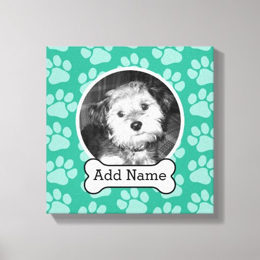 Foto van Pet met Dog Bone en Paw Prints Green (Voorkant)