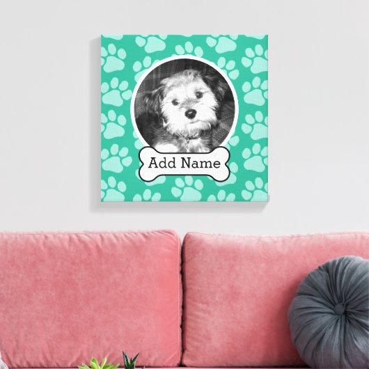 Foto van Pet met Dog Bone en Paw Prints Green (Insitu (Woonkamer))