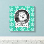 Foto van Pet met Dog Bone en Paw Prints Green (Insitu (Houten vloer))