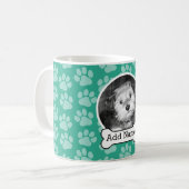 Foto van Pet met Dog Bone en Paw Prints Green Koffiemok (Voorkant links)