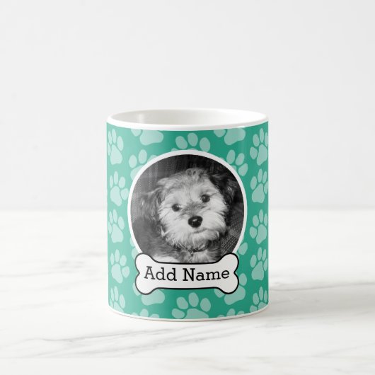Foto van Pet met Dog Bone en Paw Prints Green Koffiemok (Center)
