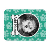 Foto van Pet met Dog Bone en Paw Prints Green Magneet (Horizontaal)