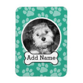 Foto van Pet met Dog Bone en Paw Prints Green Magneet (Verticaal)