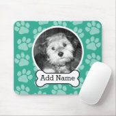 Foto van Pet met Dog Bone en Paw Prints Green Muismat (Met muis)