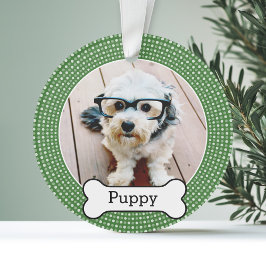 Foto van Pet met Dog Bone - groene polka dots Ornament