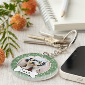Foto van Pet met Dog Bone - groene polka dots Sleutelhanger (Voorkant Rechts)