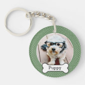 Foto van Pet met Dog Bone - groene polka dots Sleutelhanger (Voorkant)