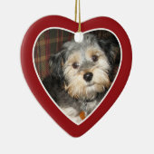 Foto van Pet met Dog Bone - Hart dubbelzijdig Keramisch Ornament (Rechts)