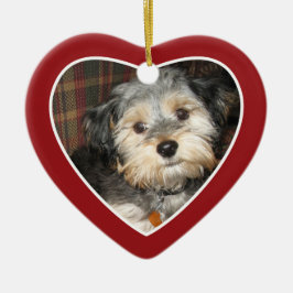 Foto van Pet met Dog Bone - Hart dubbelzijdig Keramisch Ornament