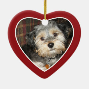 Foto van Pet met Dog Bone - Hart dubbelzijdig Keramisch Ornament