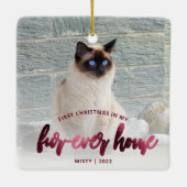 Foto van Pet met eerste kerst naar huis Burgundy Keramisch Ornament (Achterkant)