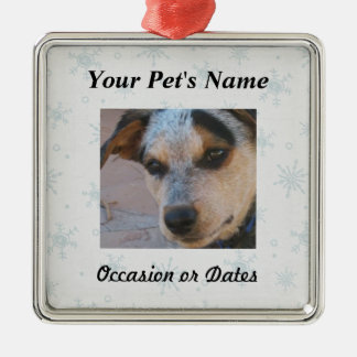Foto van Pet met wintersneeuwachtergrond Metalen Ornament