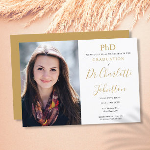 Foto van PhD Graduation Gold Script Graduation Par Kaart
